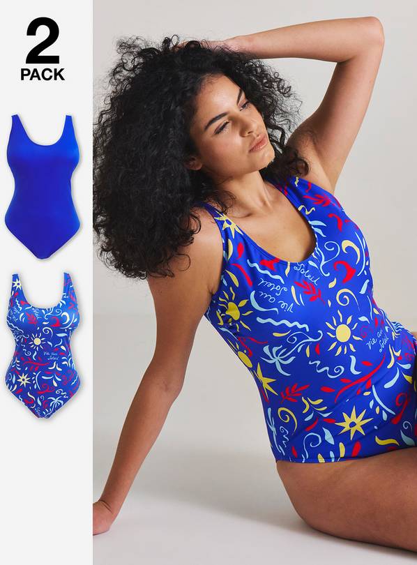 SIMPLY BE 2 Pack Blue Swimsuits 30